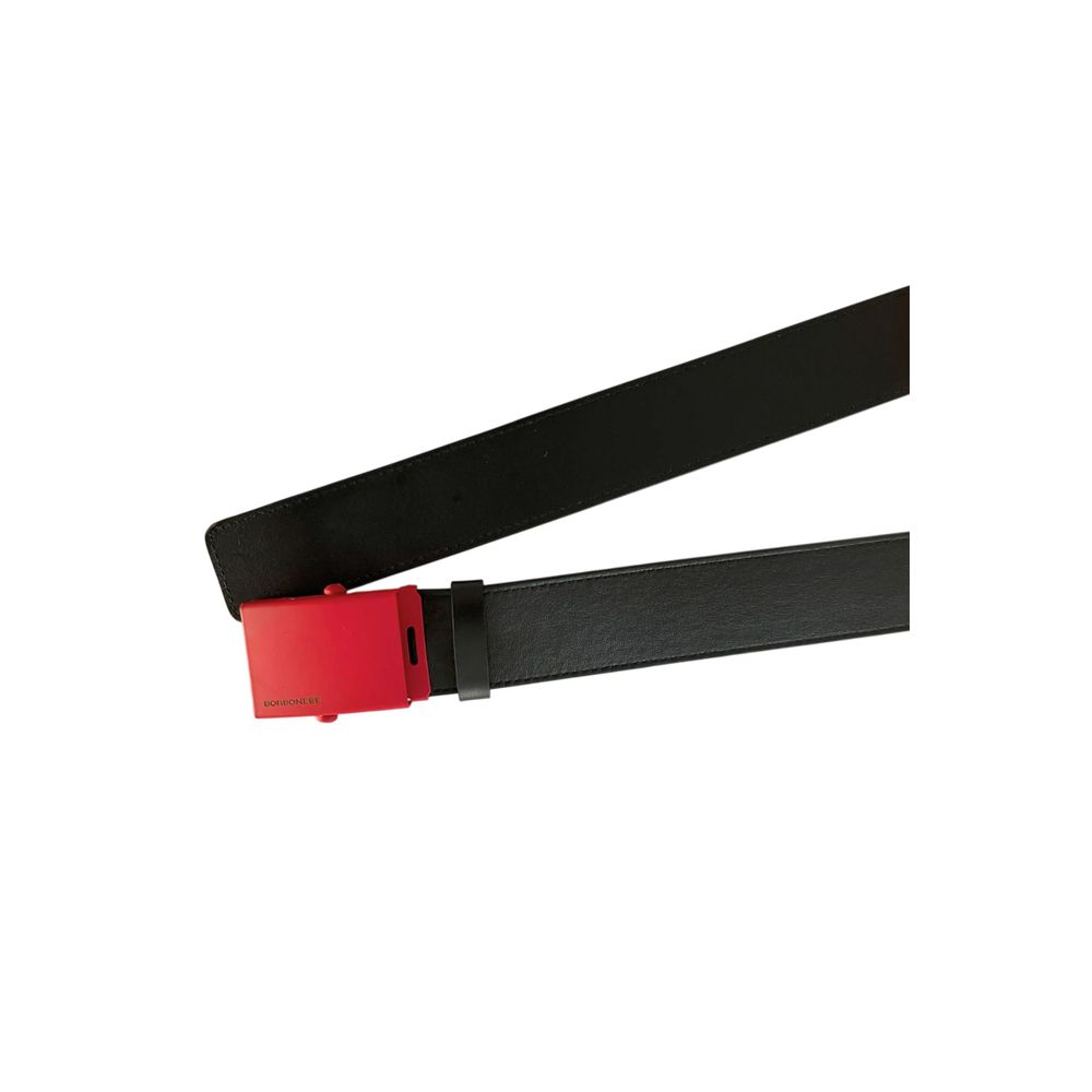 Borbonese Black Leather Men Belt