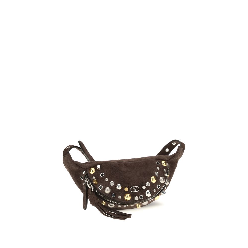 Valentino Garavani Brown Calf Leather Bos Taurus Shoulder Bag