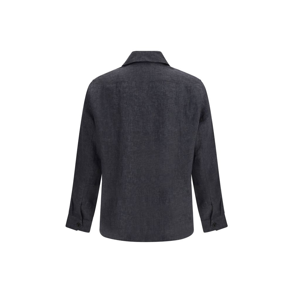 Brunello Cucinelli Gray Linen Dress Shirt