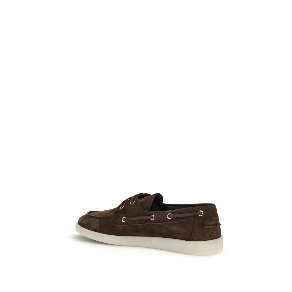 Prada Brown Calf Leather Bos Taurus Slip-On Loafers