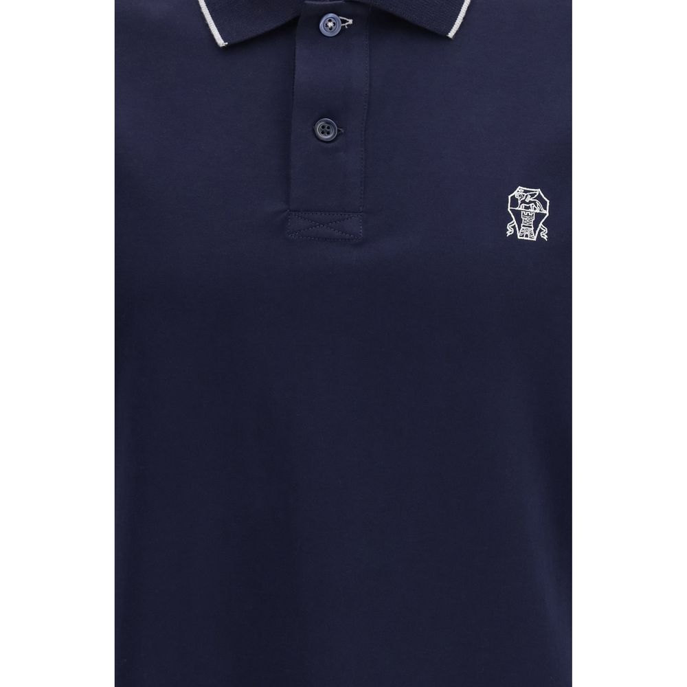 Brunello Cucinelli Blue Cotton Polo Shirt