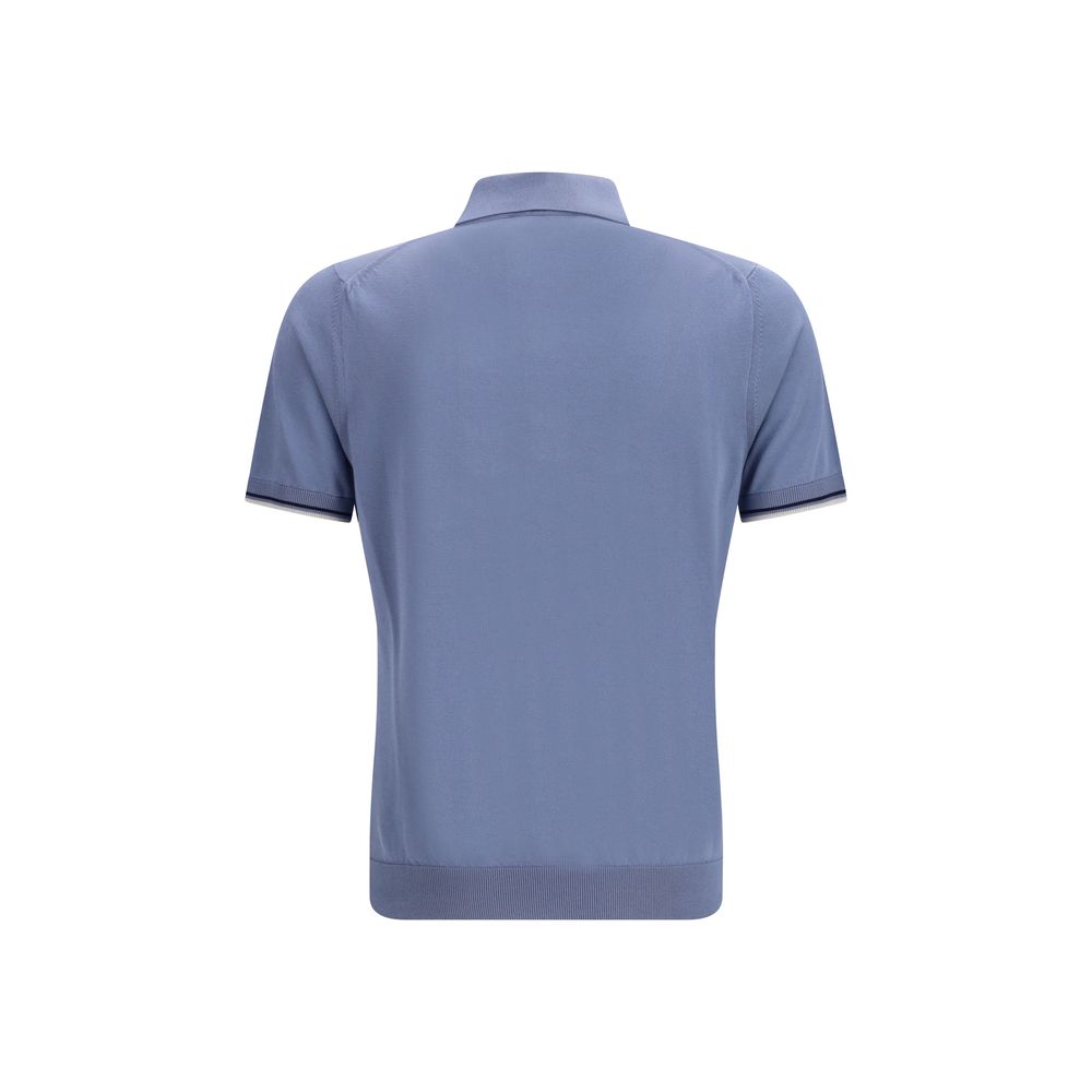 MooRER Blue Cotton Polo Shirt