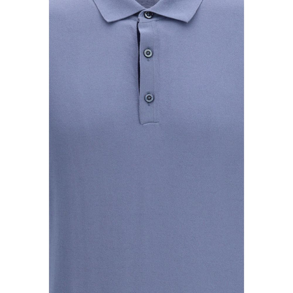MooRER Blue Cotton Polo Shirt