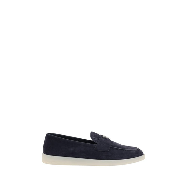 Prada Blue Calf Leather Bos Taurus Slip-On Loafers