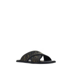 Fendi Black Calf Leather Bos Taurus Flat Sandals